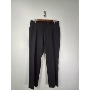 Awearness Kenneth Cole Mens Charcoal Gray 100% Wool Dress Pants Flat Front 32x30